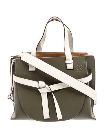 Pre-owned Loewe Leather Gate Small In Green