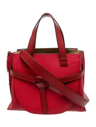 Pre-owned Loewe Leather Gate Small In Red