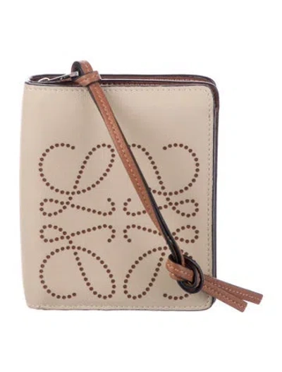 Pre-owned Loewe Leather Graphic Print Coin Pouch In Neutral