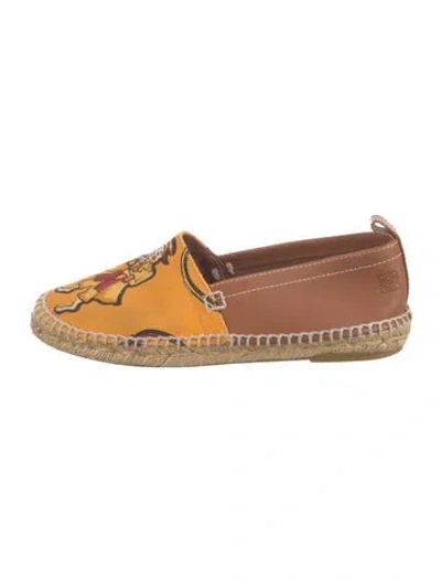 Pre-owned Loewe Leather Graphic Print Espadrilles In Brown