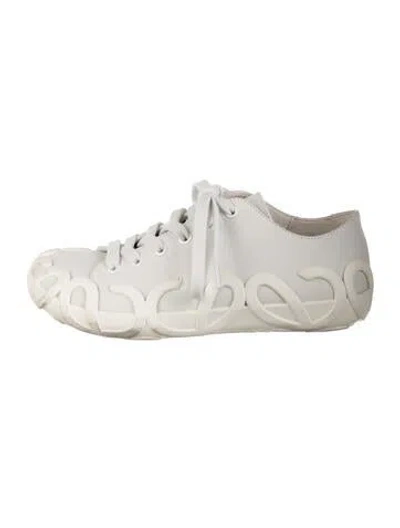 Pre-owned Loewe Leather Graphic Print Sneakers In White