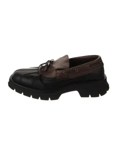 Pre-owned Loewe Leather Hiking Boots In Black