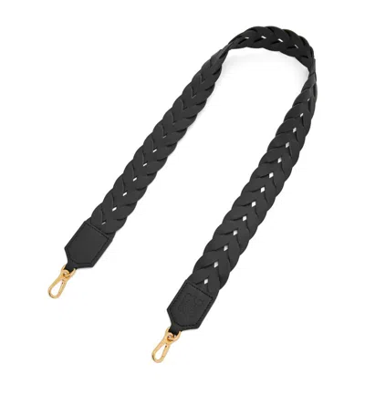 Loewe Leather Interlace Bag Strap In Black