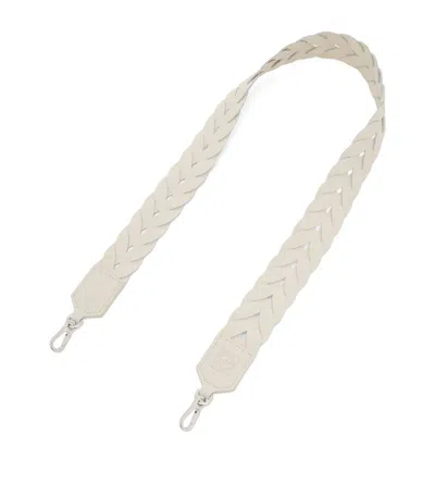 Loewe Leather Interlace Bag Strap In White