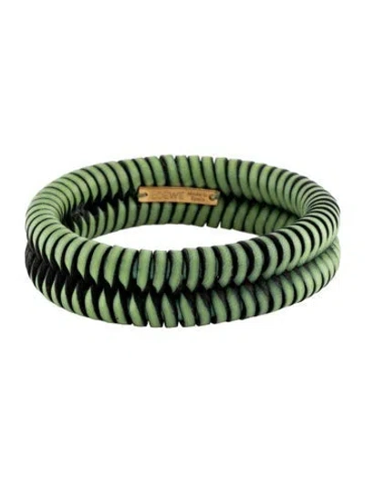 Pre-owned Loewe Leather Interlocking Woven Bangle Bracelet, 7" In Multicolor