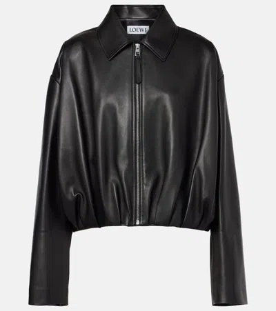 Loewe Balloon Zip-up Leather Jacket In Black
