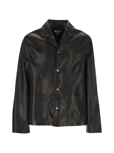 Loewe Leather Jacket In Black