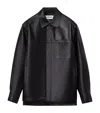 Loewe Anagram Leather Zip-up Overshirt In Black