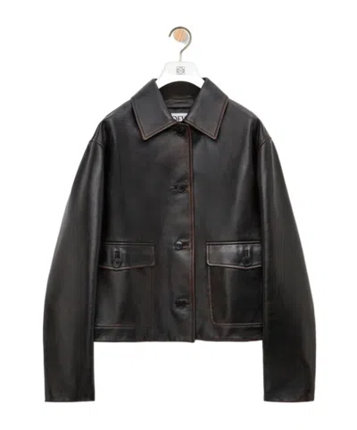 Loewe Leather Jacket In Black