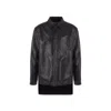 Loewe Anagram Leather Zip-up Overshirt In Black