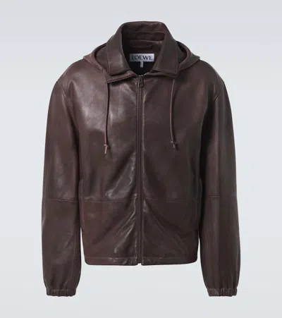 Loewe Leather Jacket In Brown