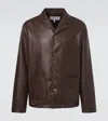 Loewe Camp-collar Logo-debossed Leather Jacket In Brown