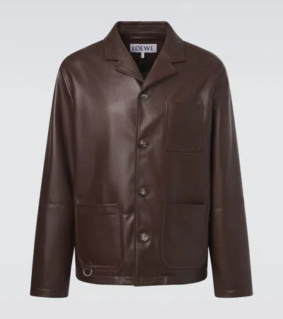 Loewe Leather Jacket In Brown