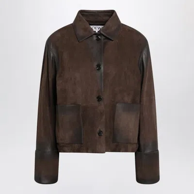 Loewe Leather Jacket In Brown
