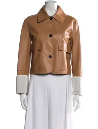 Pre-owned Loewe Leather Jacket In Brown