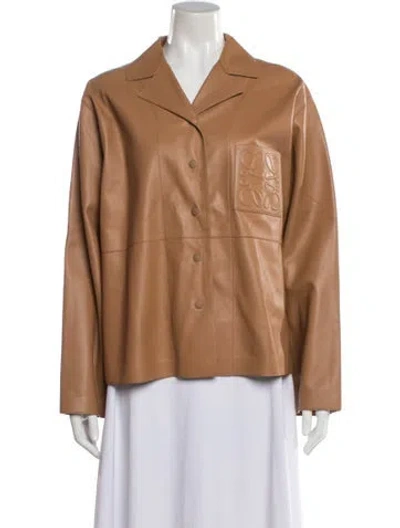 Pre-owned Loewe Leather Jacket In Neutral