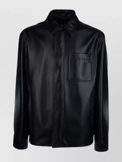 LOEWE LEATHER JACKETS COLLARED FRONT POCKET