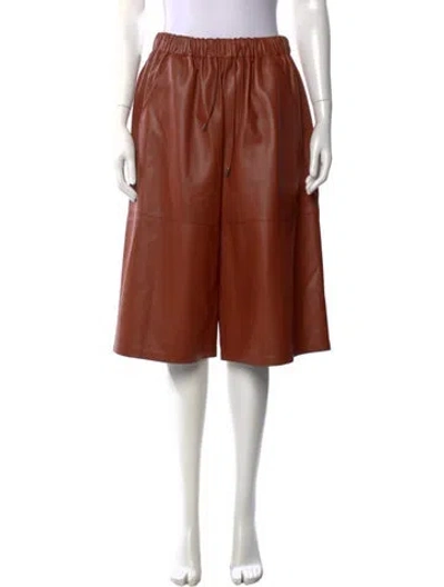 Pre-owned Loewe Leather Knee-length Shorts In Orange