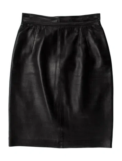 Pre-owned Loewe Leather Knee-length Skirt In Black