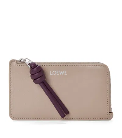 Loewe Leather Knot Card Holder In Gray