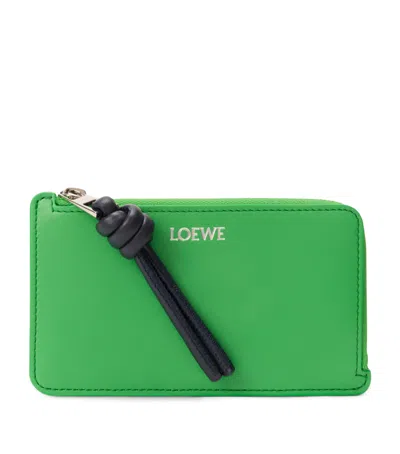 Loewe Leather Knot Card Holder In Green
