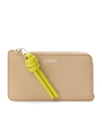 Loewe Leather Knot Card Holder In Sand