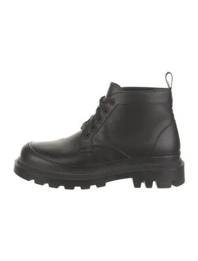 Pre-owned Loewe Leather Lace-up Boots In Black