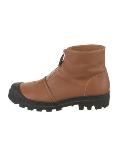 Pre-owned Loewe Leather Lace-up Boots In Brown