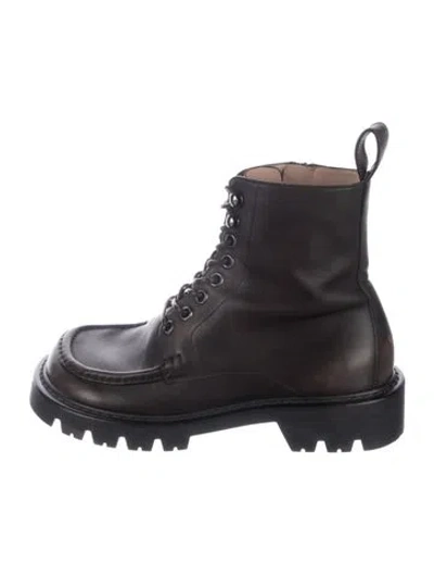 Pre-owned Loewe Leather Lace-up Boots In Brown