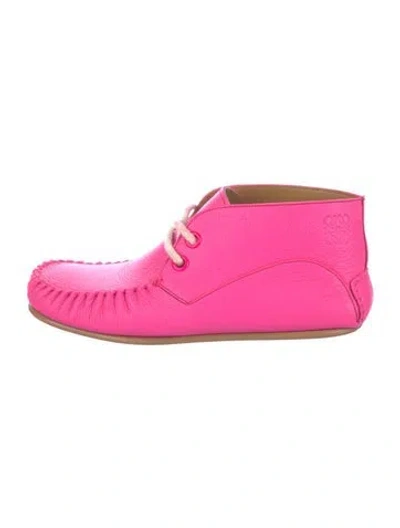 Pre-owned Loewe Leather Lace-up Boots In Pink