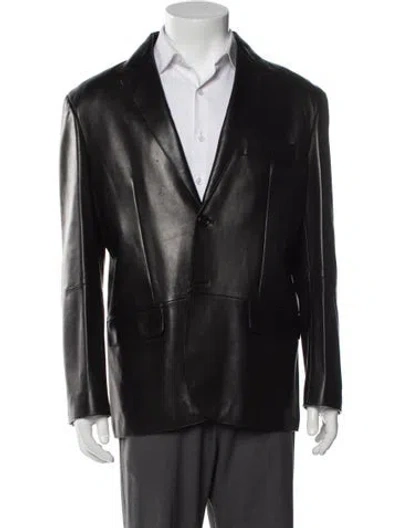 Pre-owned Loewe Leather Lamb Leather Peacoat W/ Tags In Black