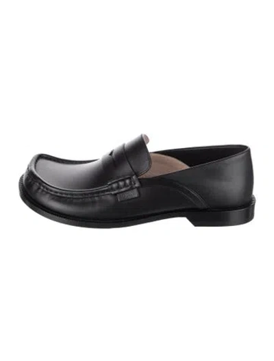 Pre-owned Loewe Leather Lasercut Accents Dress Loafers In Black