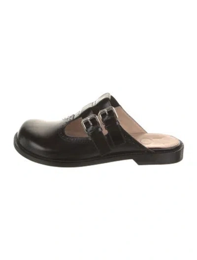 Pre-owned Loewe Leather Lasercut Accents Mules In Black