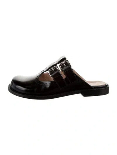 Pre-owned Loewe Leather Lasercut Accents Mules In Black