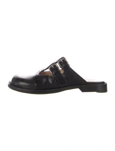 Pre-owned Loewe Leather Lasercut Accents Slides In Black