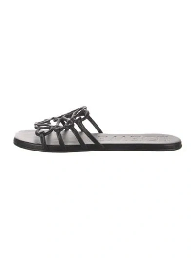 Pre-owned Loewe Leather Lasercut Accents Slides In Black