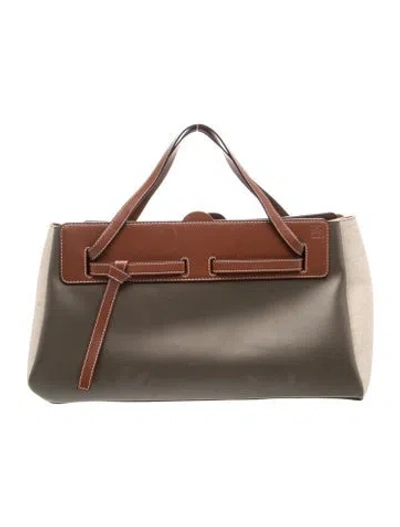Pre-owned Loewe Leather Lazo Tote In Green