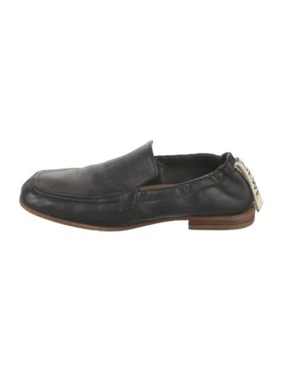 Pre-owned Loewe Leather Loafers In Black
