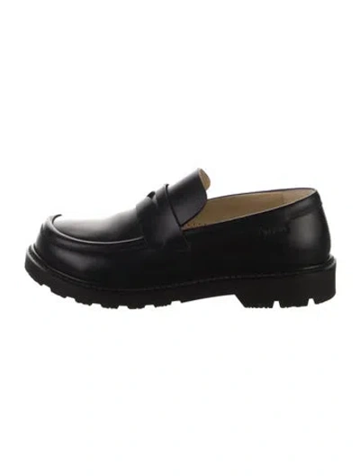 Pre-owned Loewe Leather Loafers In Black
