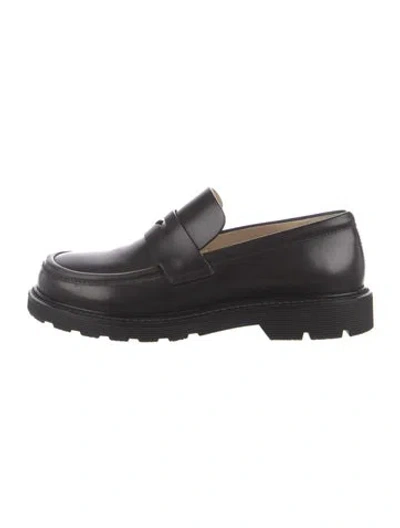 Pre-owned Loewe Leather Loafers In Black