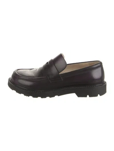 Pre-owned Loewe Leather Loafers In Black