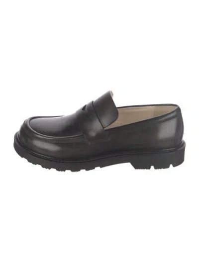 Pre-owned Loewe Leather Loafers In Black