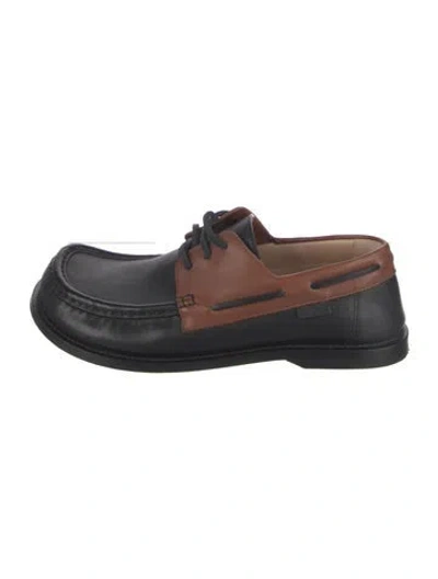Pre-owned Loewe Leather Loafers In Black