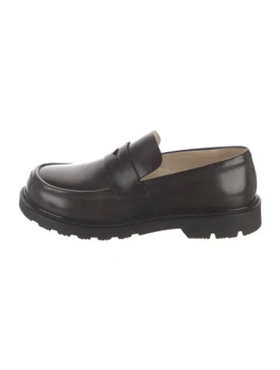 Pre-owned Loewe Leather Loafers In Black