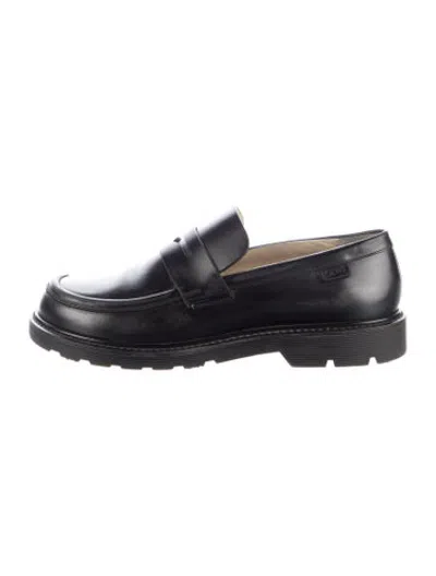 Pre-owned Loewe Leather Loafers In Black