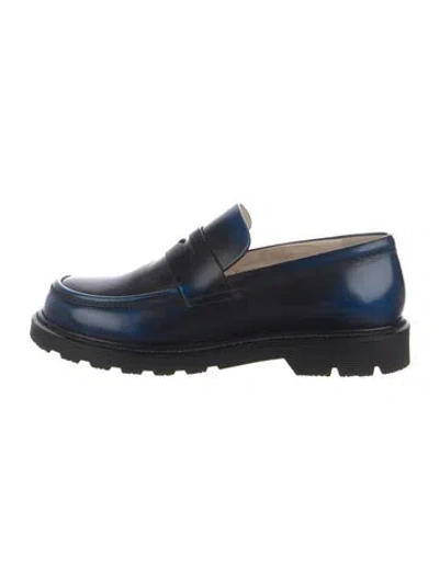 Pre-owned Loewe Leather Loafers In Blue