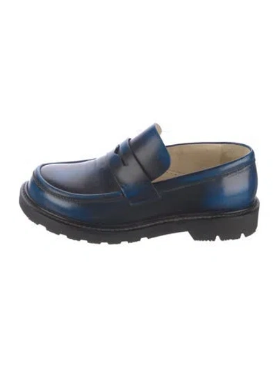 Pre-owned Loewe Leather Loafers In Blue