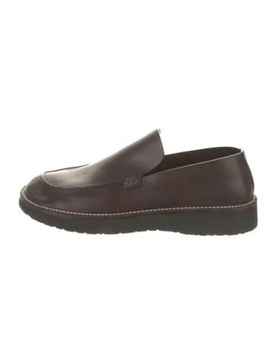 Pre-owned Loewe Leather Loafers In Brown