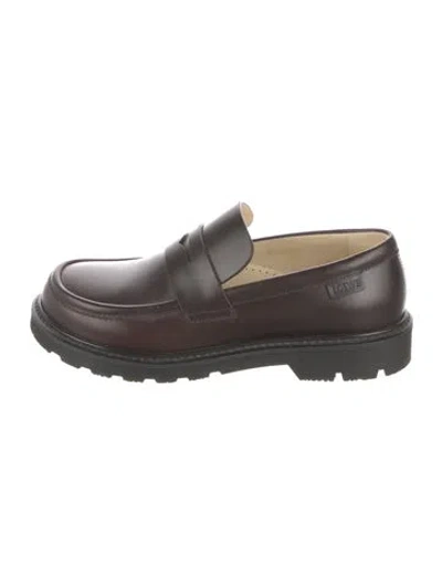Pre-owned Loewe Leather Loafers In Brown