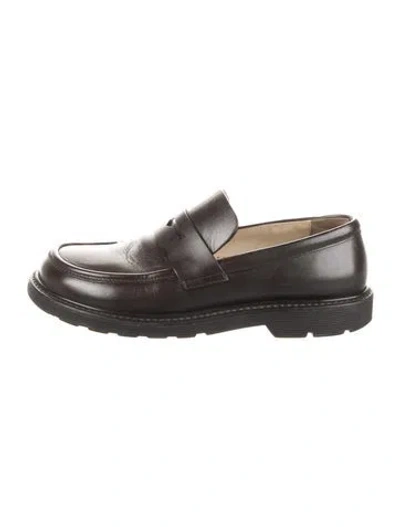 Pre-owned Loewe Leather Loafers In Brown